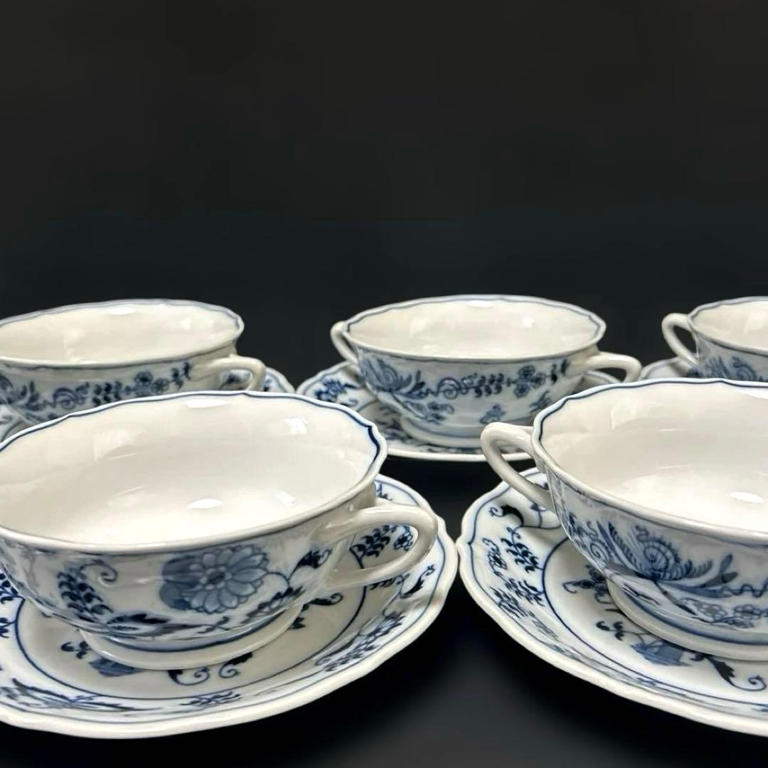Blue Danube ブルーダニューブ　スープカップ&ソーサー　5客セット