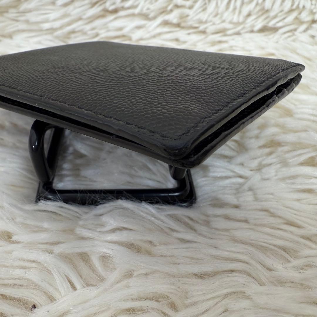 サンローラン マネークリップ 二つ折り財布 キャビアスキン ブラック 箱・保存袋