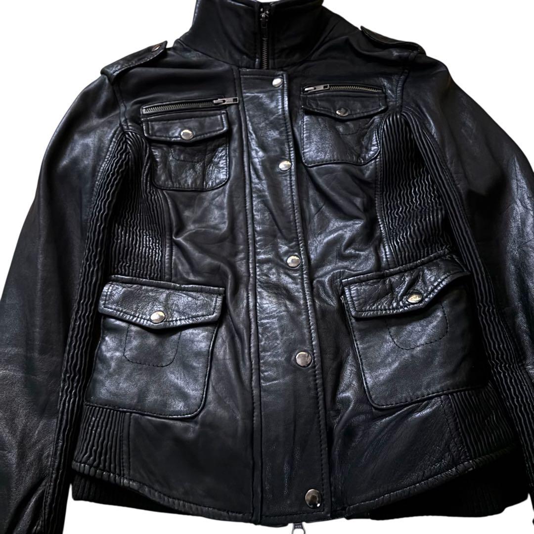 archive grunge Leather riders jacket 黒