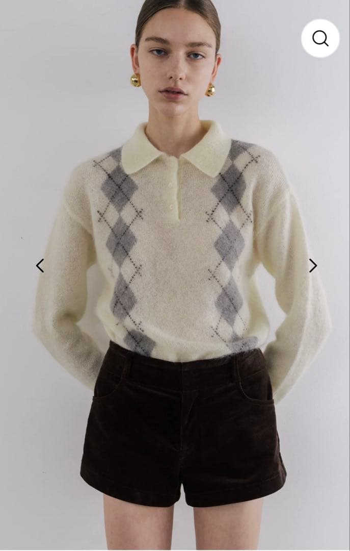 即発送/美品THE TOE Marien Argyle Knit ホワイト S