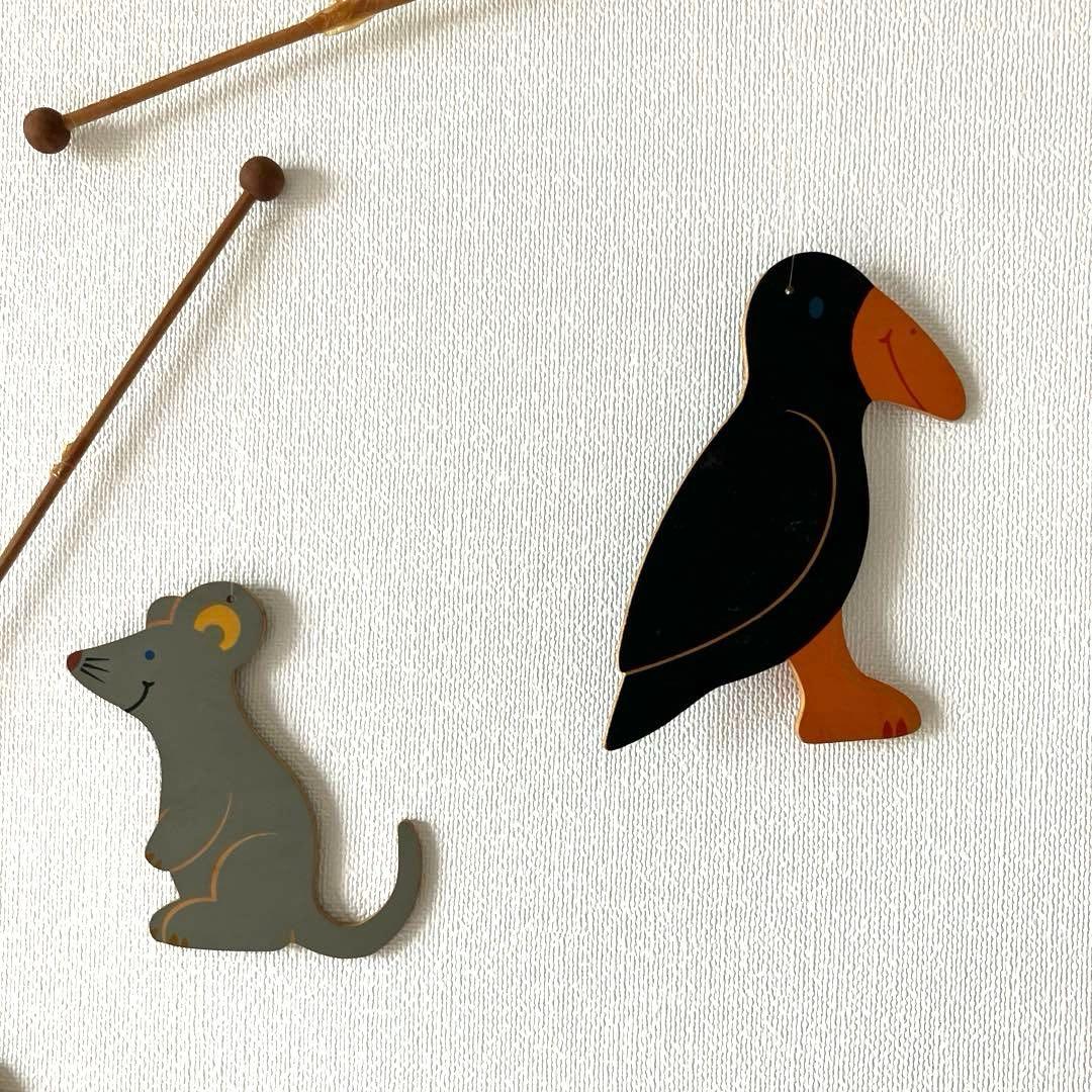 【匿名配送✨希少】ゆらゆら　木のモビール　木製　動物　モビール ドイツ　ヘラー