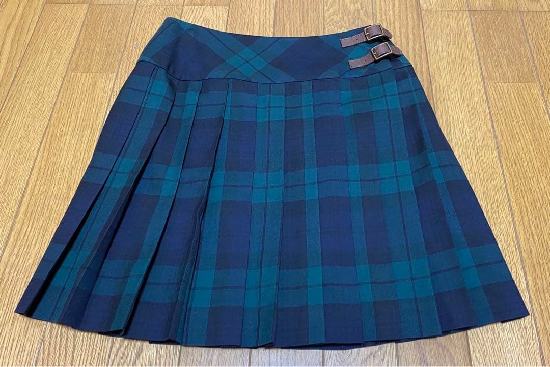 ラルフローレン 巻きスカート160cmプリーツスカートチェック柄スカート緑y2k