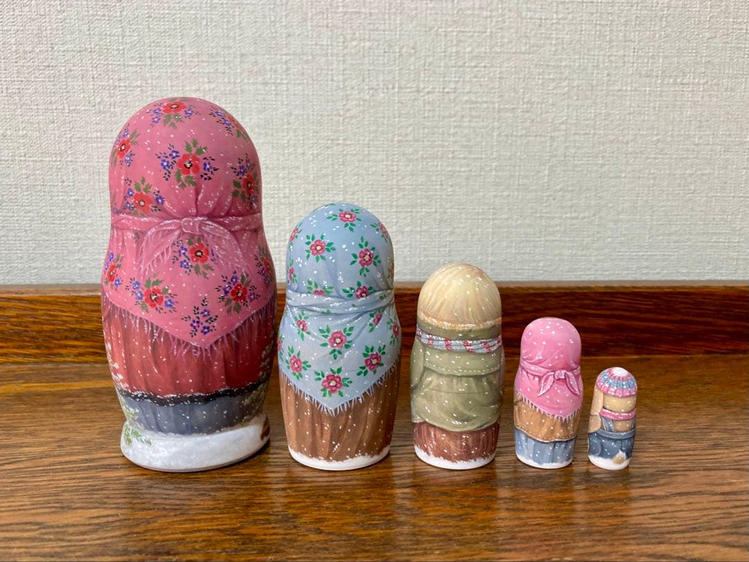 雑貨☆ウインターマトリョーシカ『初雪』5P鷽 エレナ作