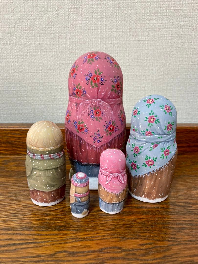 雑貨☆ウインターマトリョーシカ『初雪』5P鷽 エレナ作