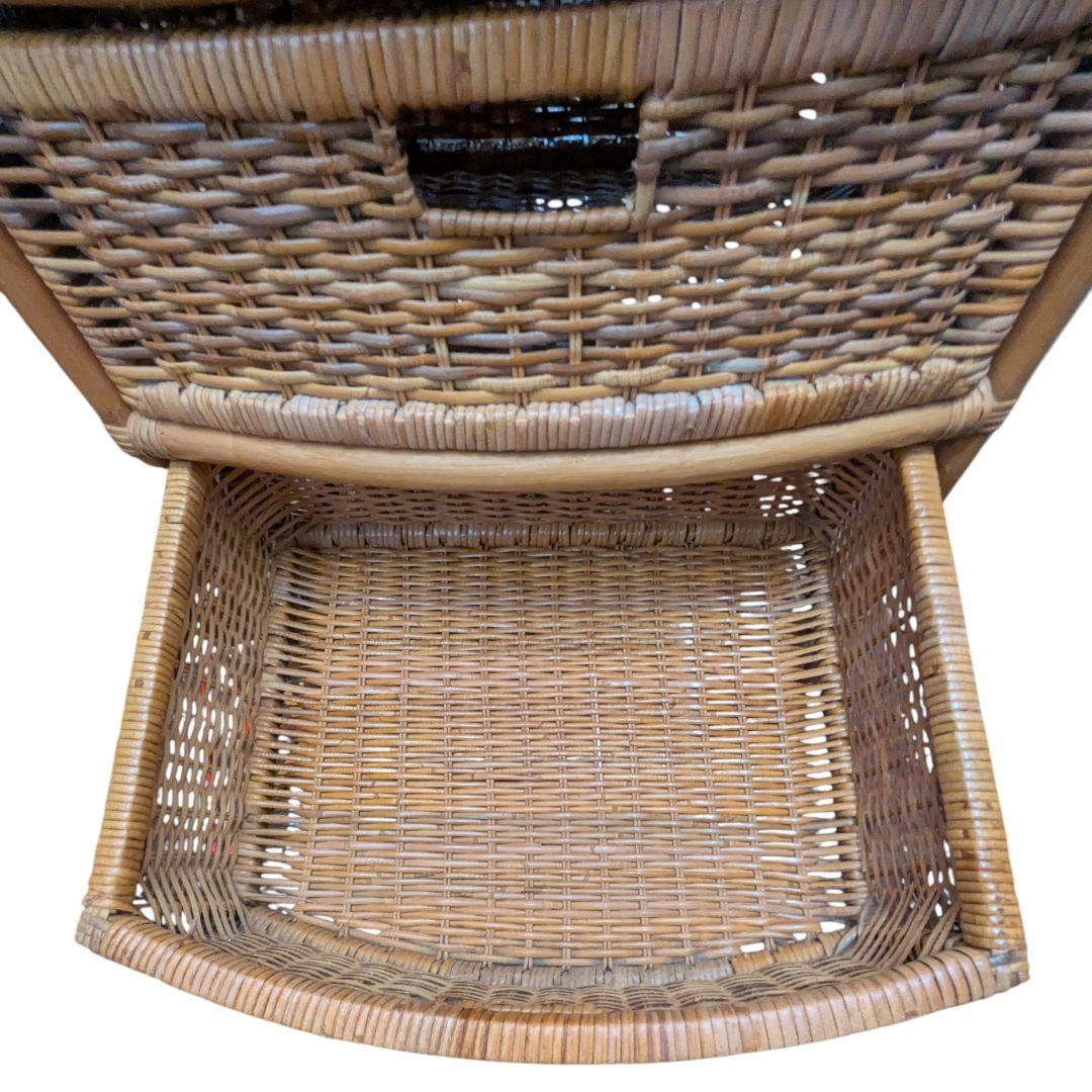 ラタン チェスト ４段 キャスター付 ヴィンテージ家具