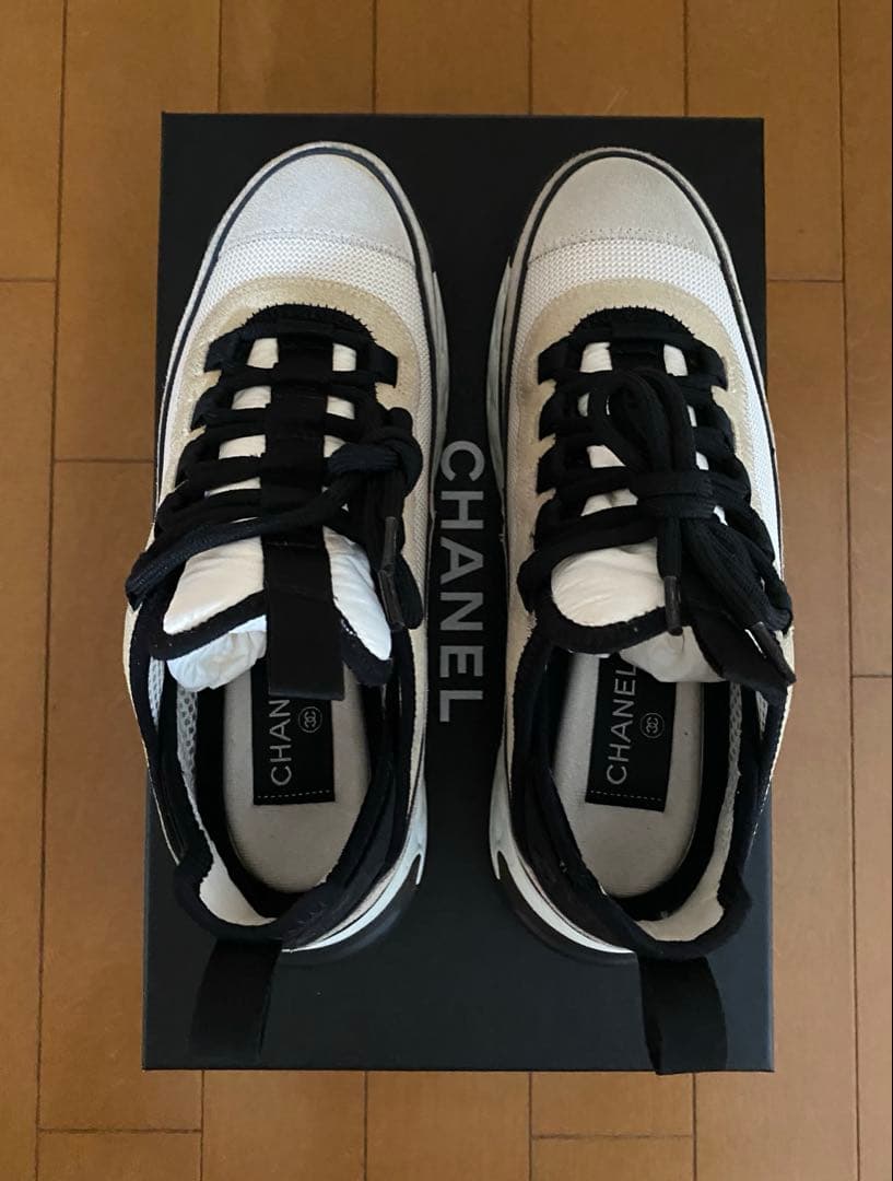 chanel CCメタルロゴ 厚底スニーカー グレー 36 23.0cm 国内