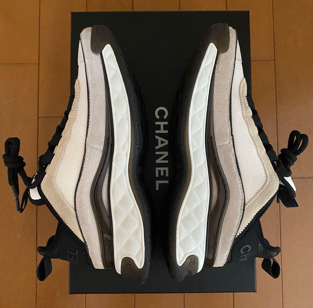 chanel CCメタルロゴ 厚底スニーカー グレー 36 23.0cm 国内