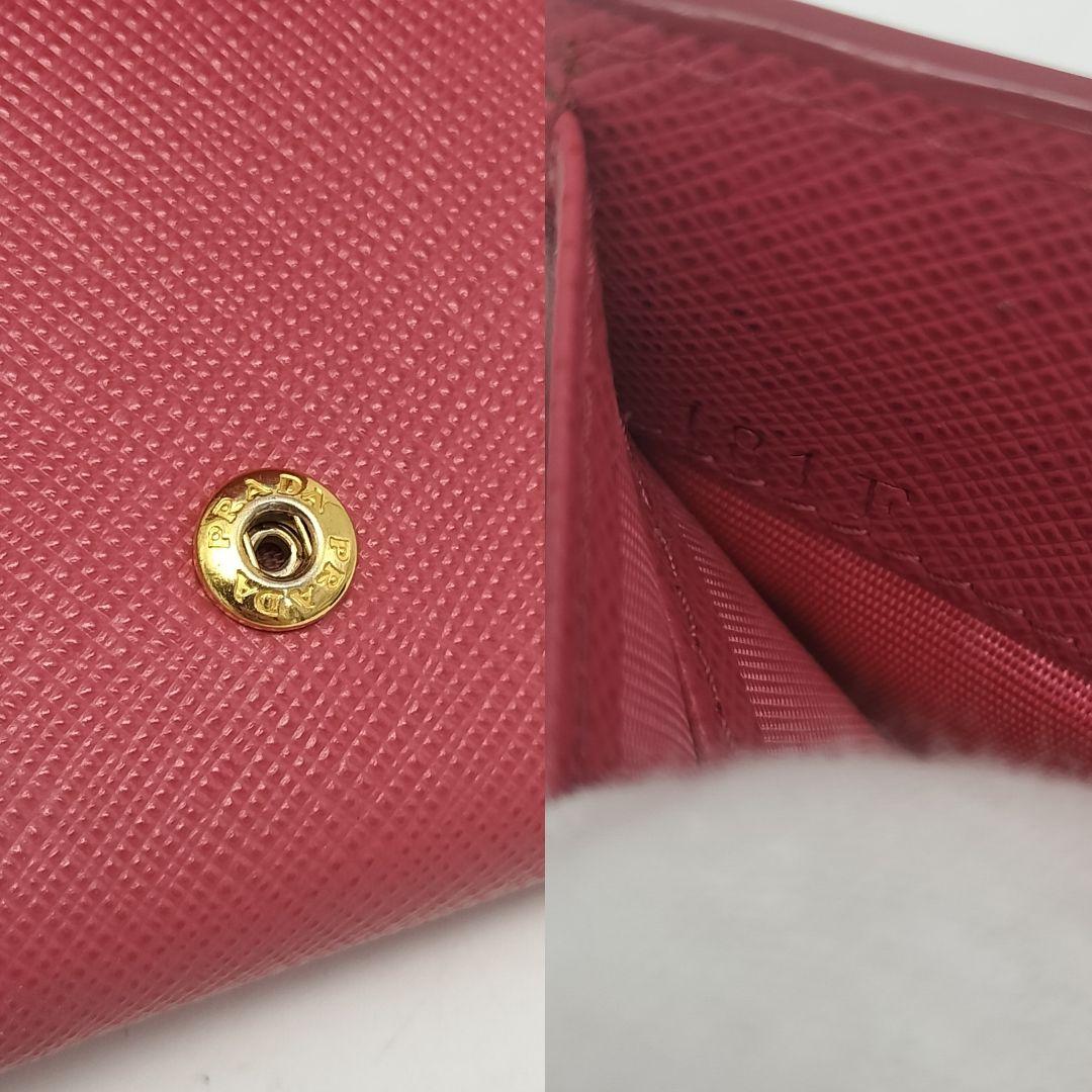 極美品✨プラダ　三つ折り財布　レザー　ピンク　PEONIA