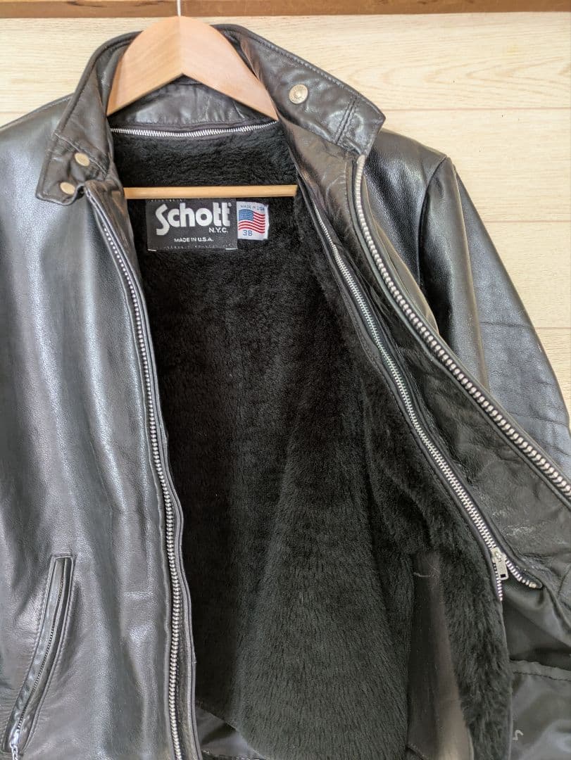Schott 141 ブラック シングルライダースジャケット　size38