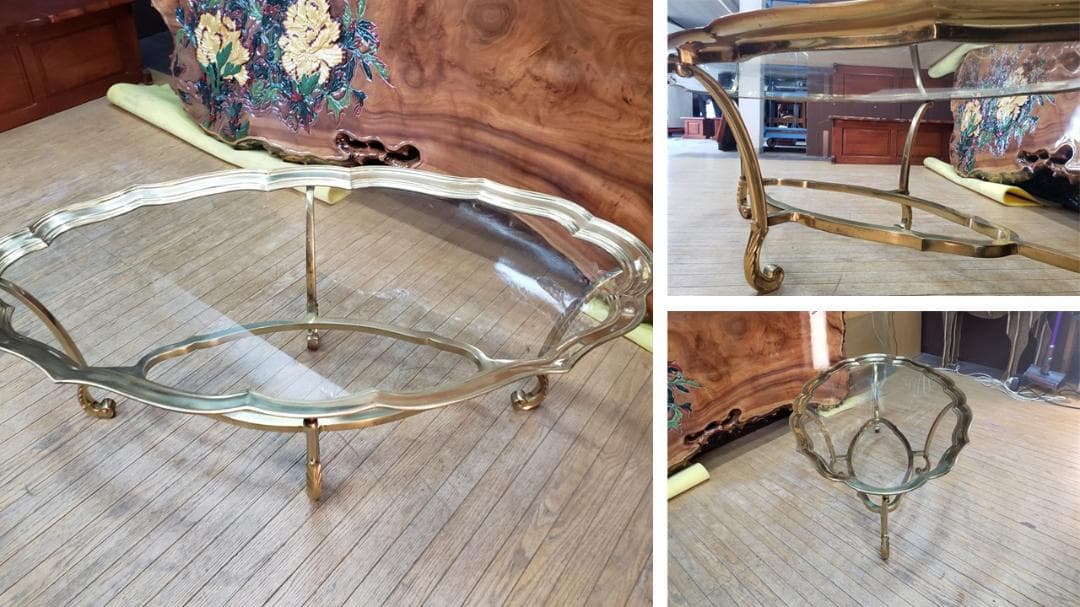 b2　ゴールドフレーム　ガラスセンターテーブル