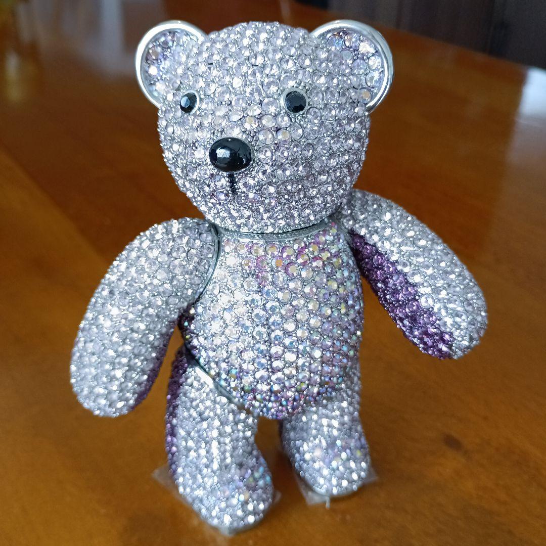 クリスタル、スワロフスキー装飾✳テディベア　ピンクパープル　アメリカ製　希少