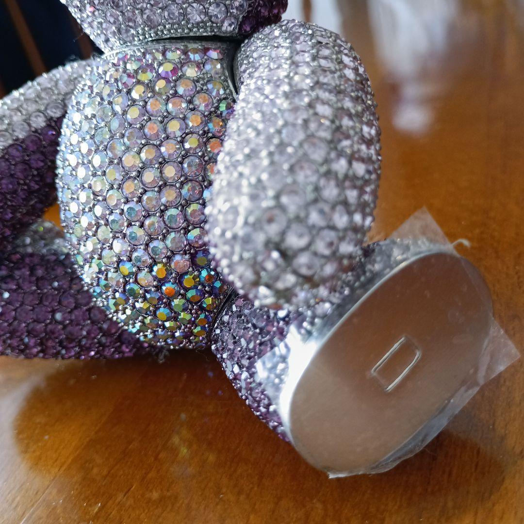 クリスタル、スワロフスキー装飾✳テディベア　ピンクパープル　アメリカ製　希少