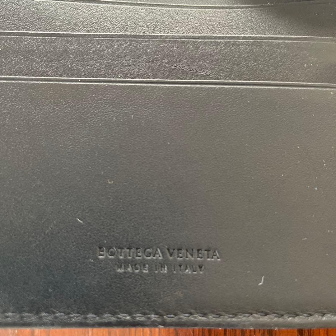 Bottega Veneta ネイビー レザー マネクリップ折り財布