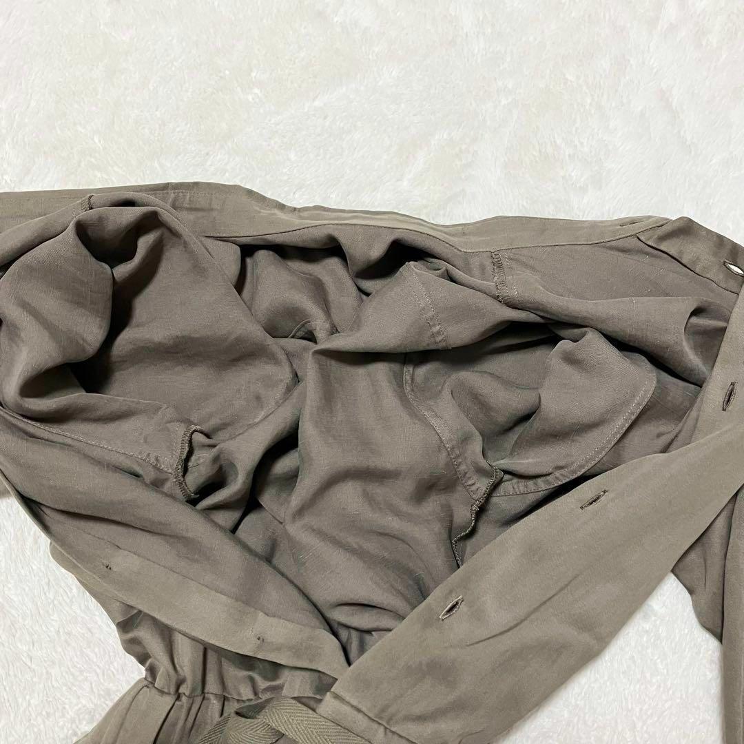 未使用級 FRAMeWORK 24年 リネン混 オールインワン シャツ 38 紐