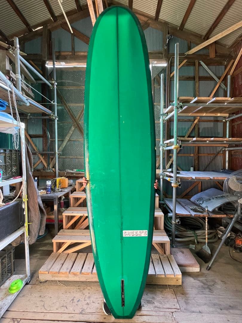 緑色ロングボード シングルフィン　ソフトピグ