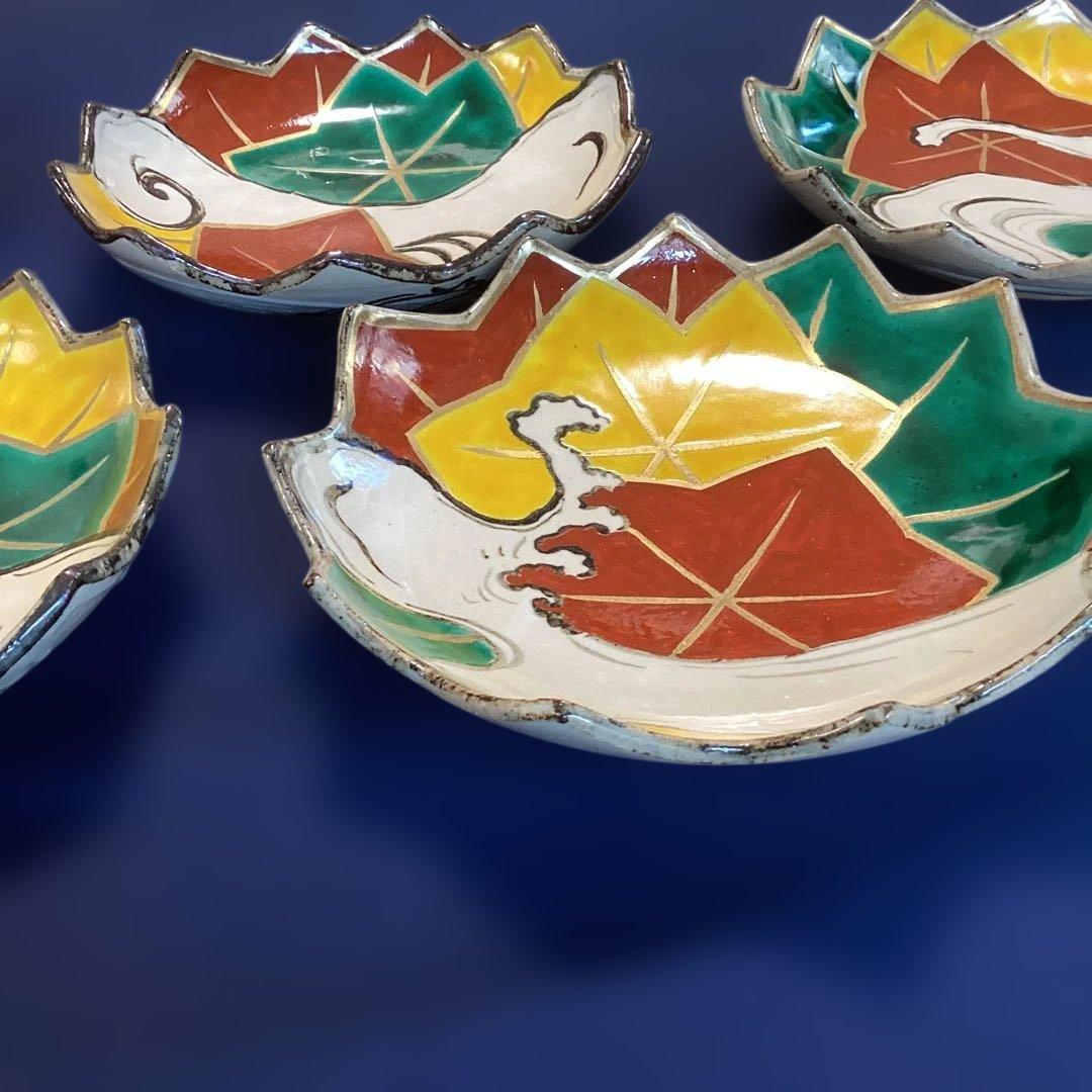 京焼乾山写立田川向付5客　　新品未使用