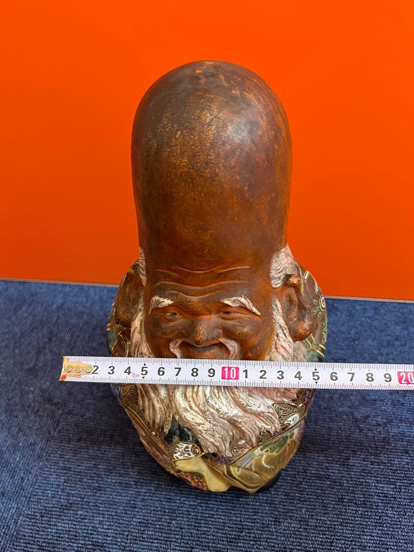 1162 希少　九谷焼　寿老人　置物　時代物