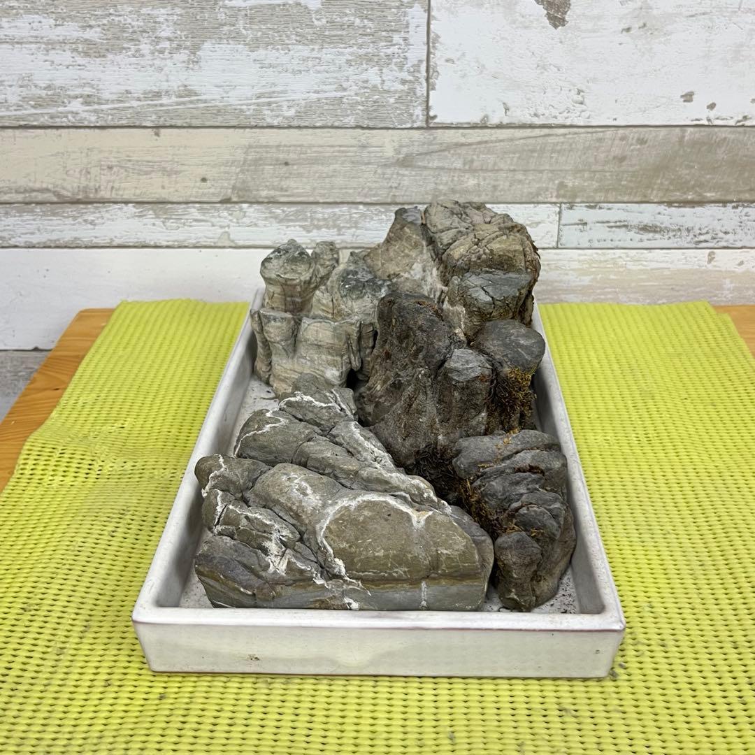 【5個セット】誉平(ポンピラ）石　自然石　水石 盆栽 鑑賞　台座付き