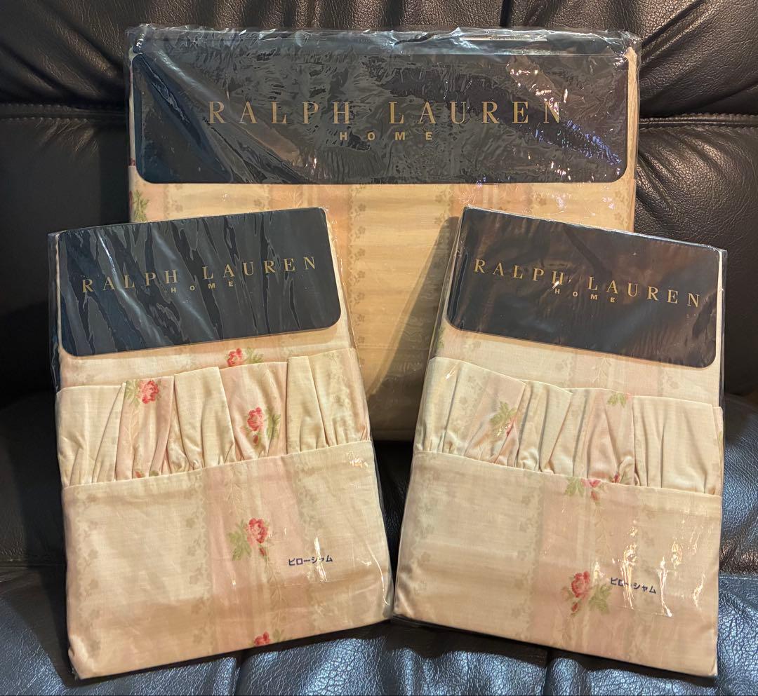 ★ 新品 ★ Ralph Lauren シーツ & 枕シャム リボンストライプF