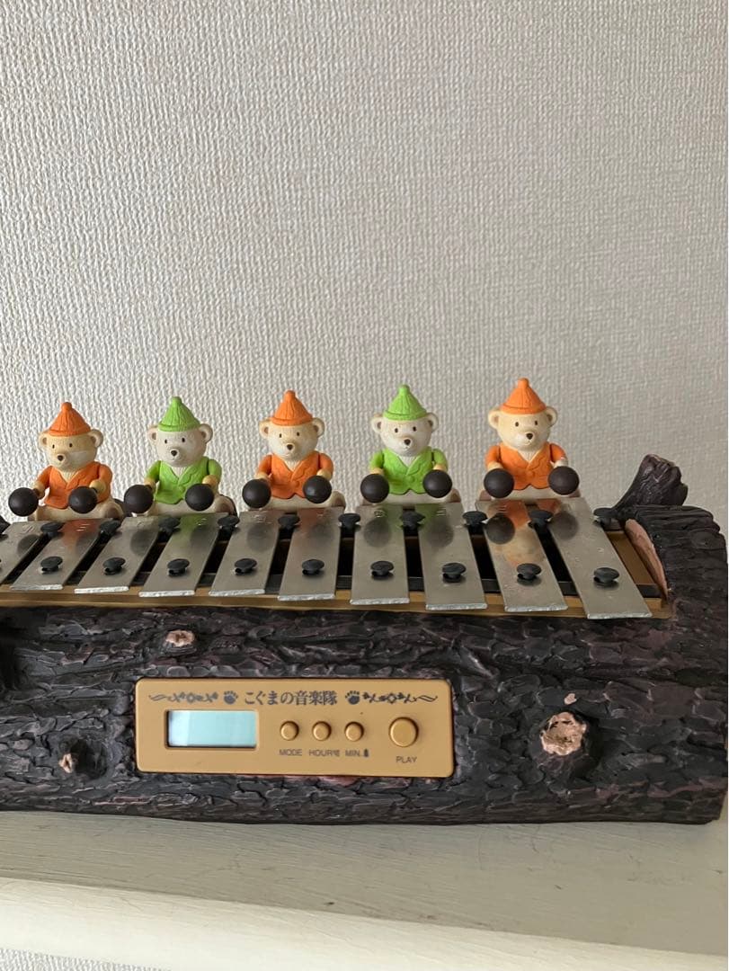 【 訳あり品】「こぐまの音楽隊」 からくり鉄琴オルゴール & 目覚まし置時計