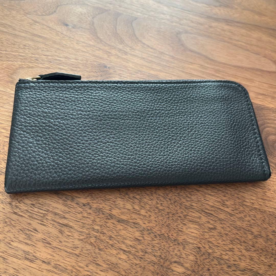 【美品】大峽製鞄 OHBA 1245-3-GMS Lジップ ブラックレザー長財布