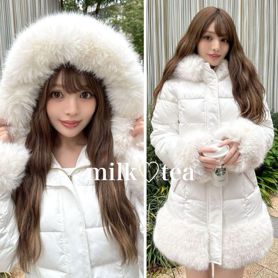 新品タグ付き SOLNI ファーフーディファイバーダウン ホワイト Rady