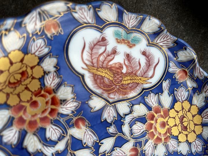 賞美堂　有田焼　幸楽窯 献上手 古伊万里色絵金襴手鳳凰花唐草文皿　5枚セット
