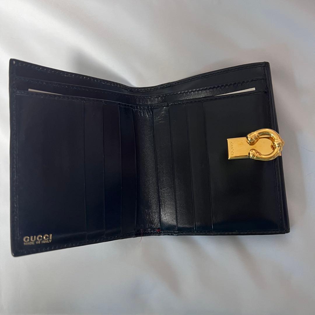 GUCCI ブラック 二つ折り財布 ゴールド アンティーク