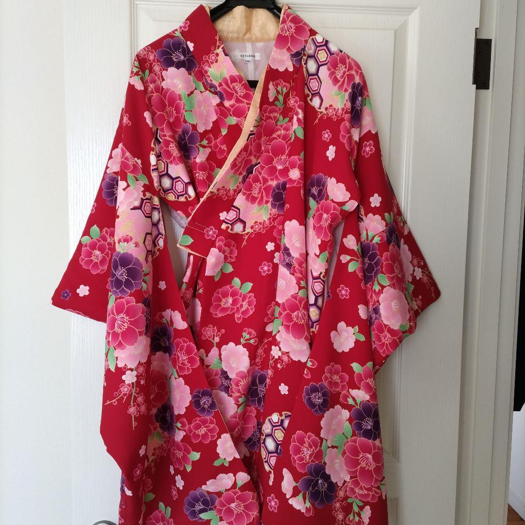 アリサナ 赤色花柄着物　袴セット 150