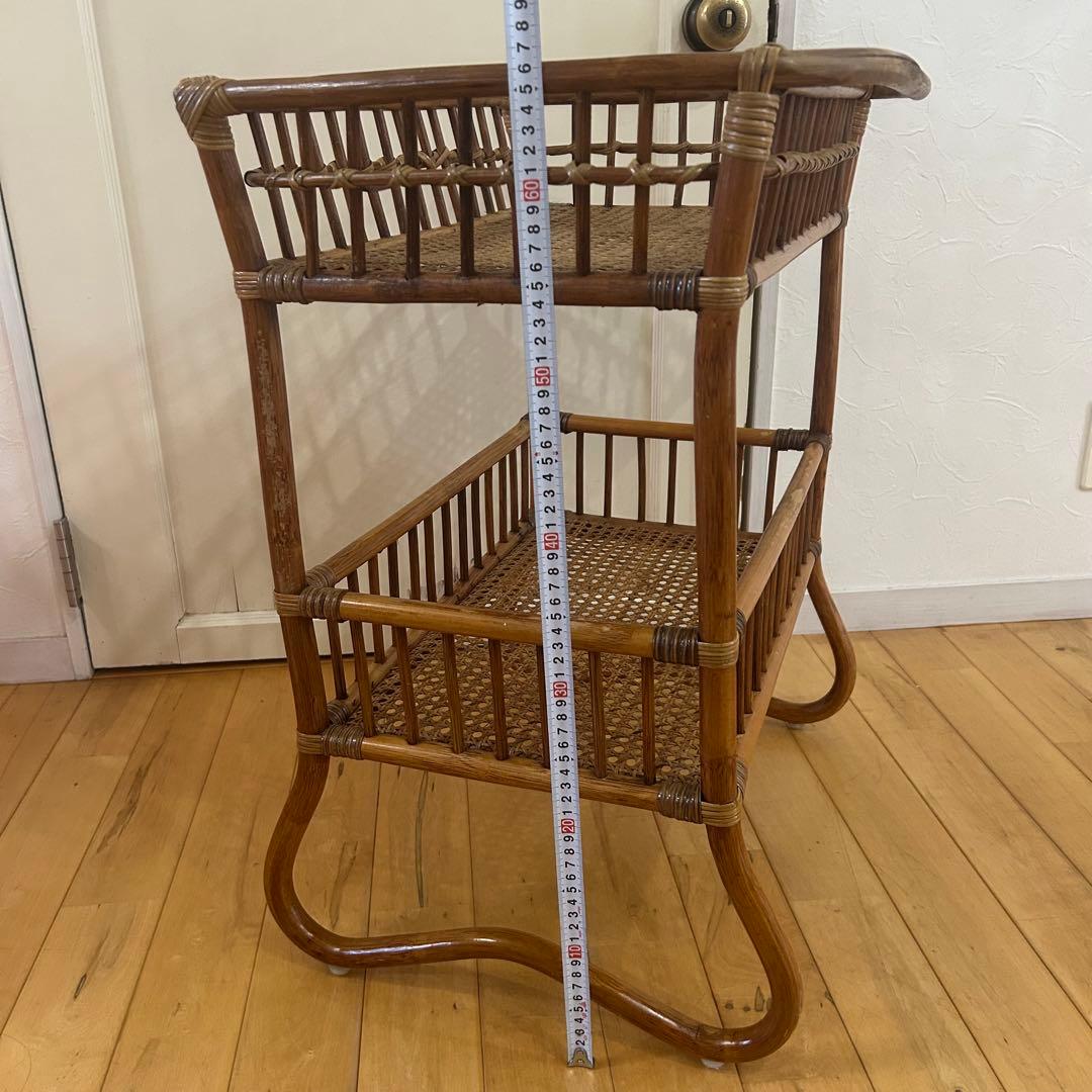 ☆アンティーク☆ ラタン　脱衣かご　ワゴン　マルチ　ラック　バスケット　古道具