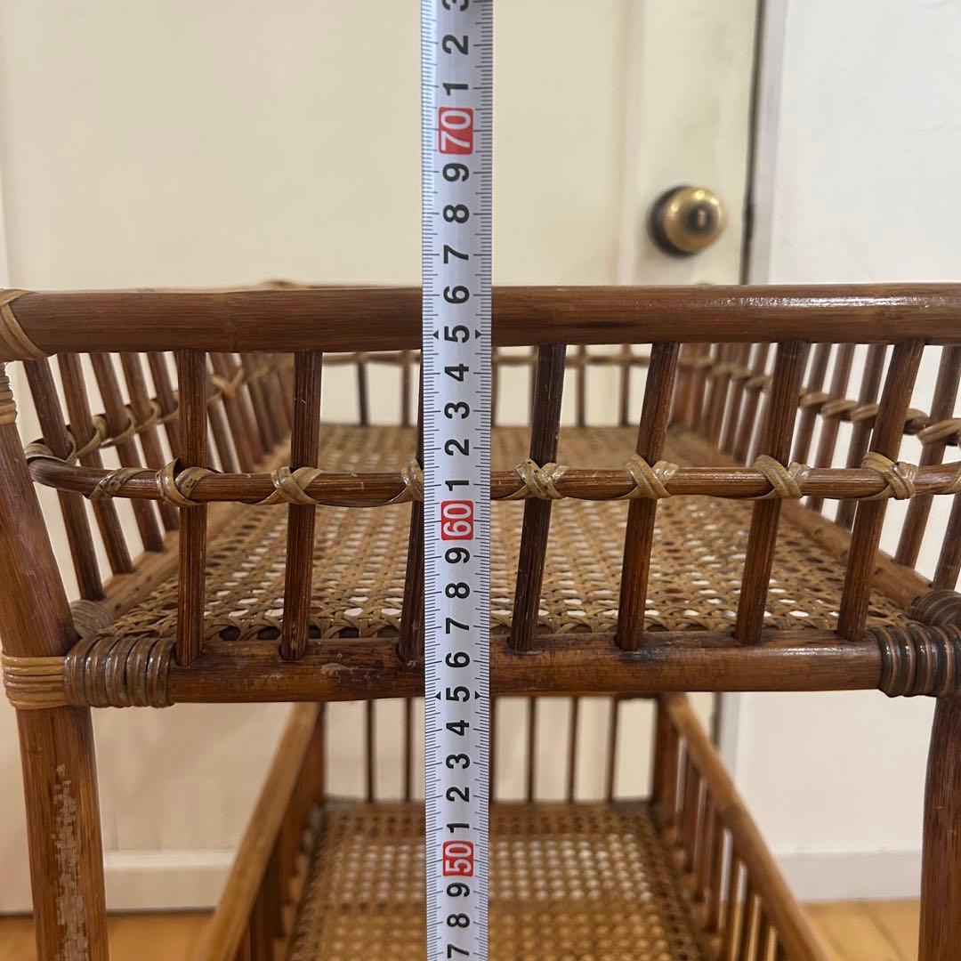 ☆アンティーク☆ ラタン　脱衣かご　ワゴン　マルチ　ラック　バスケット　古道具