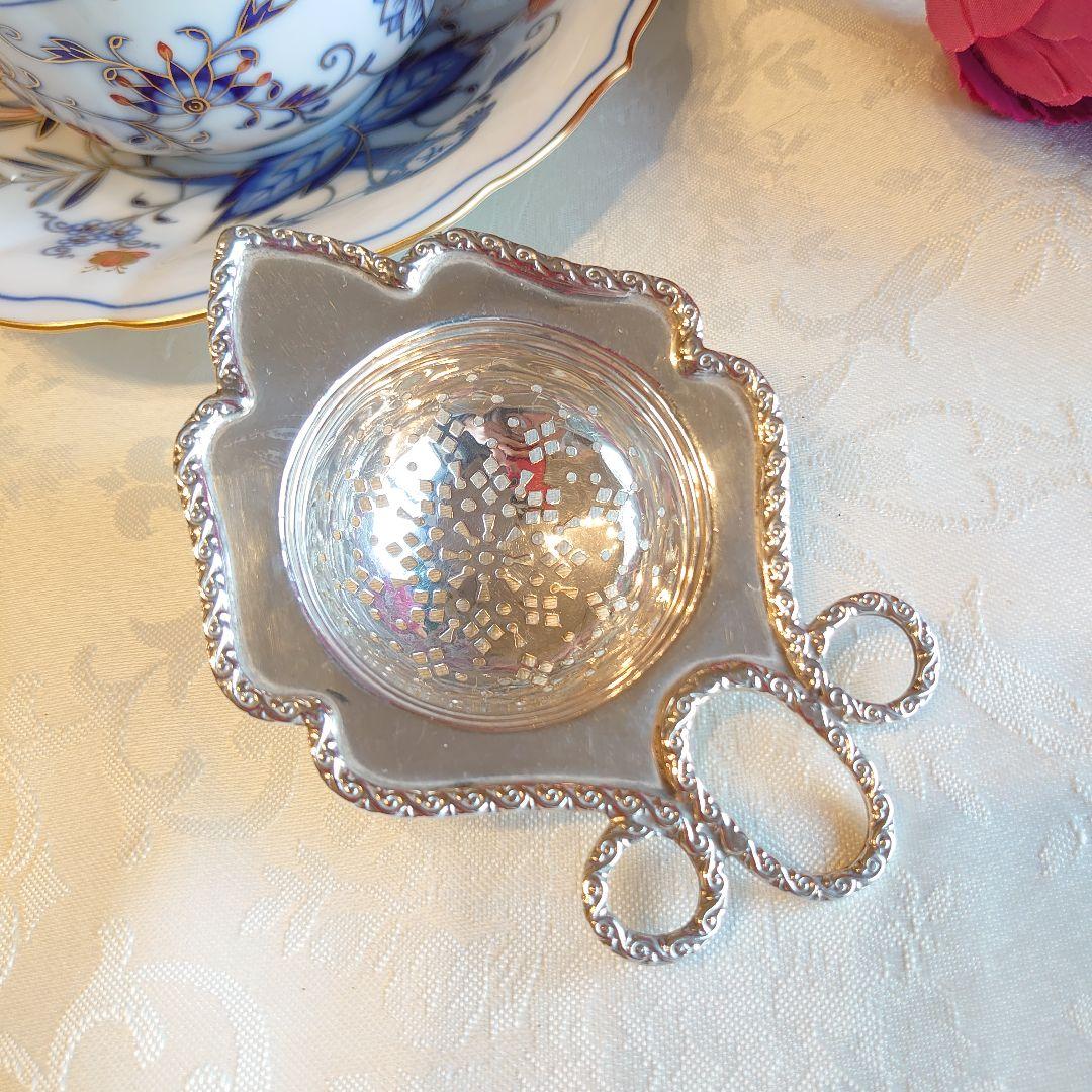 イギリス　アンティーク　ティーストレイナー　ティーストレーナー　茶こし　純銀