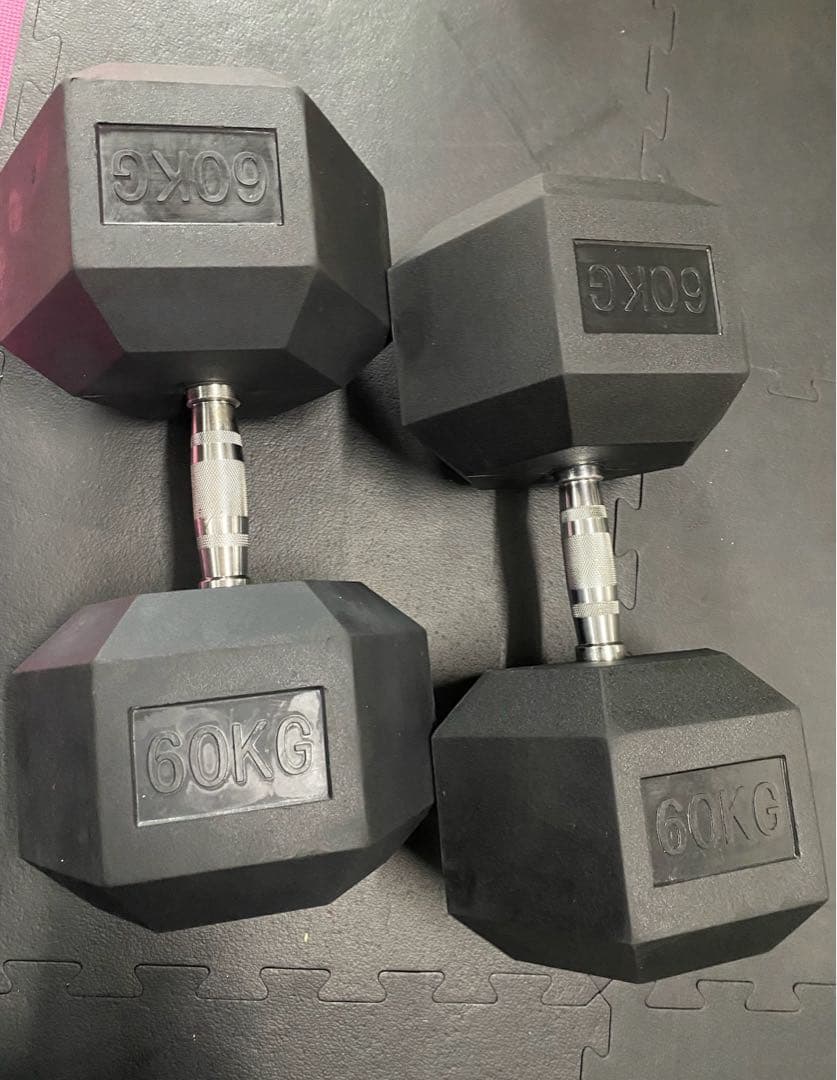 [引き取り限定] ラバー ヘックス ダンベル 60kg × 2個 セット