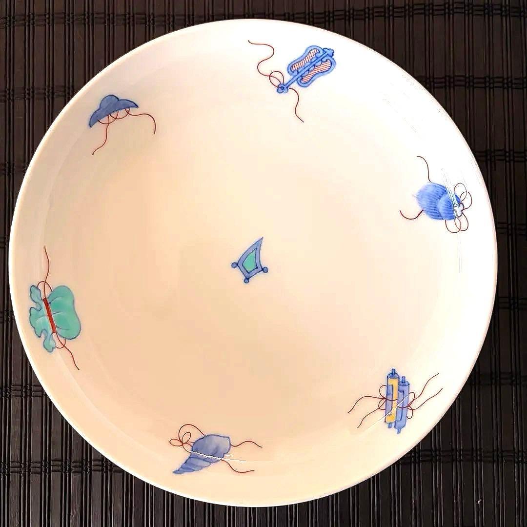 【未使用品】【伊万里鍋島焼】畑萬陶苑 手描き 宝尽くし文 盛皿 中皿 3枚