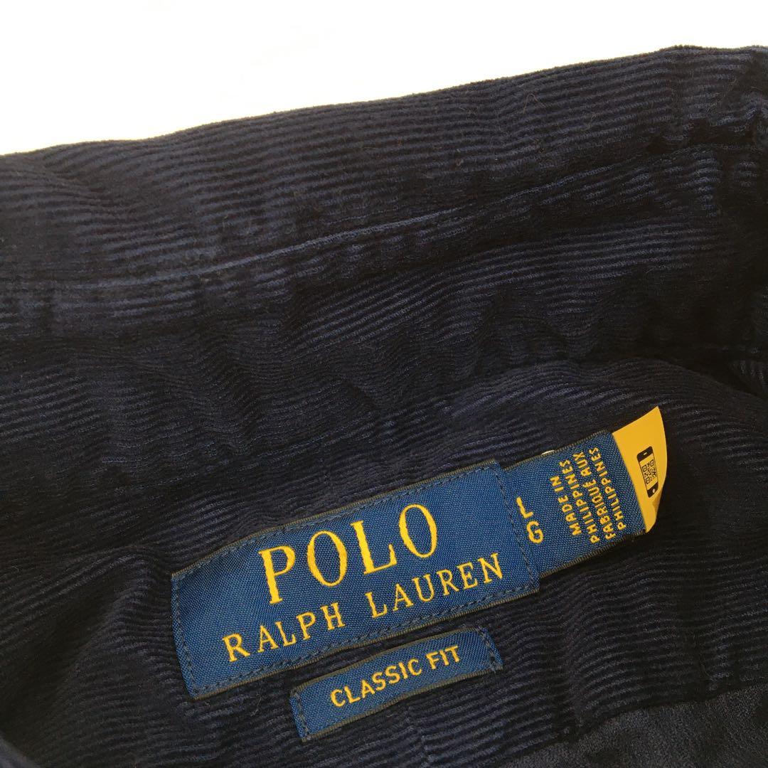 ポロラルフローレン 長袖シャツ【L】ポロベア 大きいサイズ コーデュロイ 美品