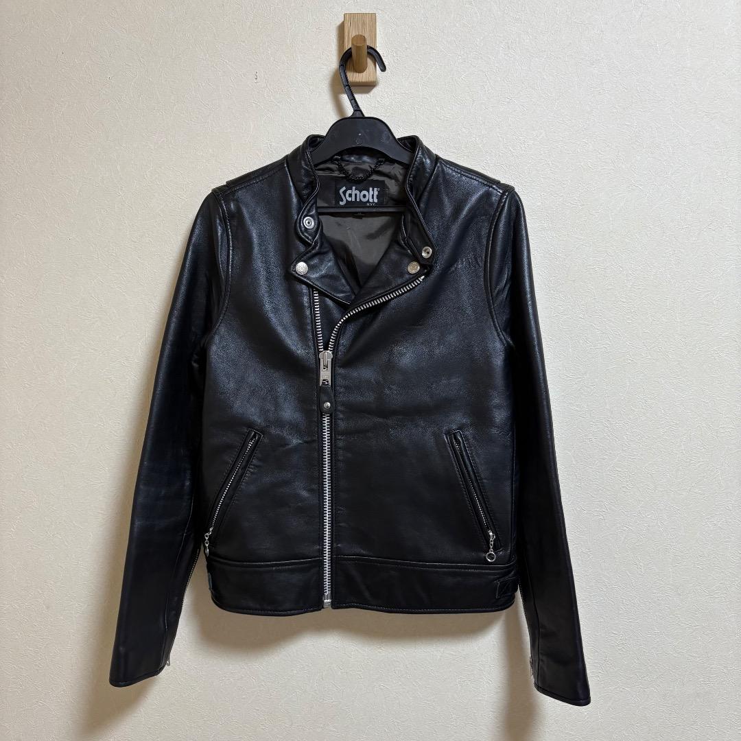schott IENA ラムレザー ライダースジャケット 羊革 ブラック XS