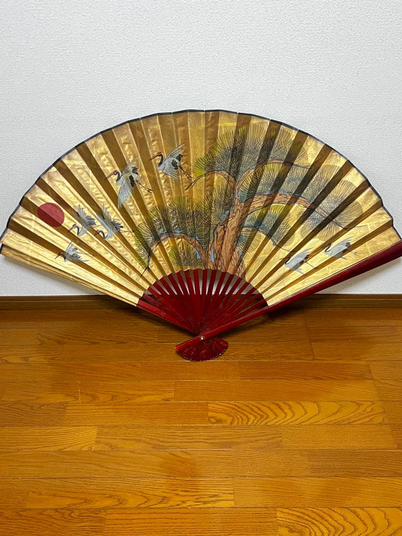 日本舞踊 扇子 金色 松 鶴