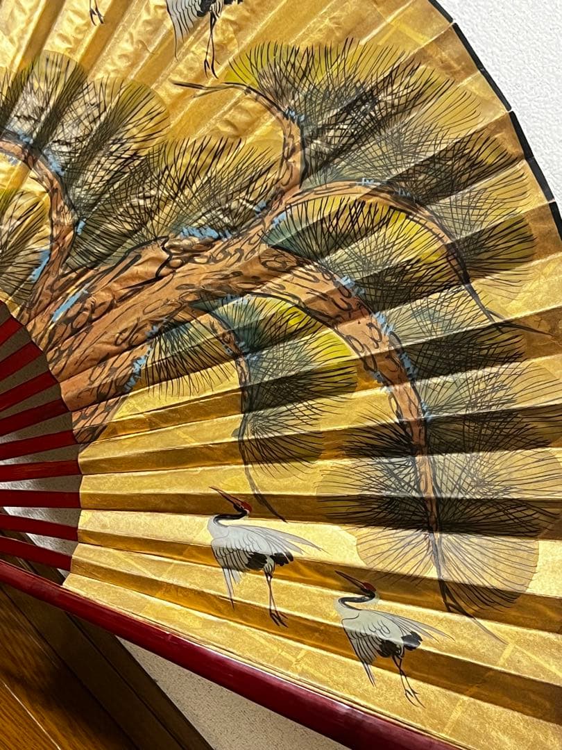 日本舞踊 扇子 金色 松 鶴