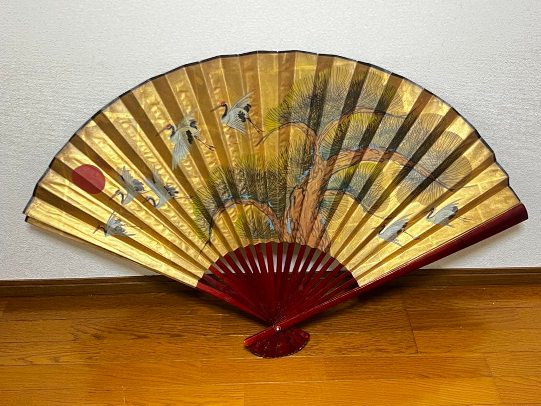 日本舞踊 扇子 金色 松 鶴