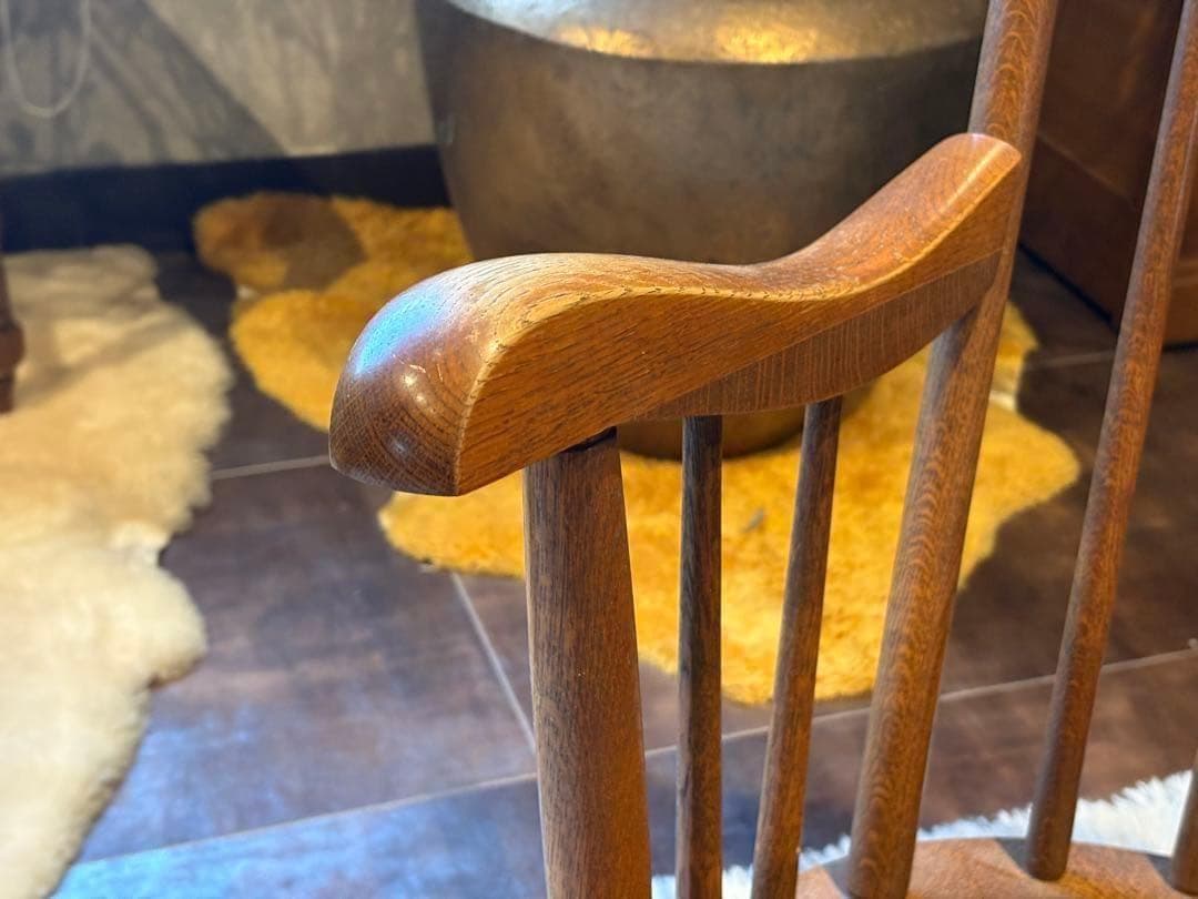 ①飛騨産業 キツツキマーク ロッキングチェア ダイニングチェア ビンテージ nG