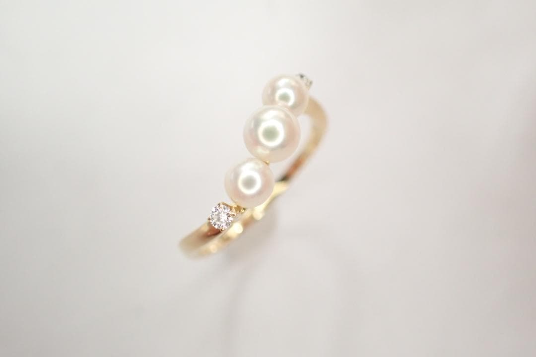 36/美品 ミキモト K18 真珠 ベビーパール約3.6-4.3 リング 指輪