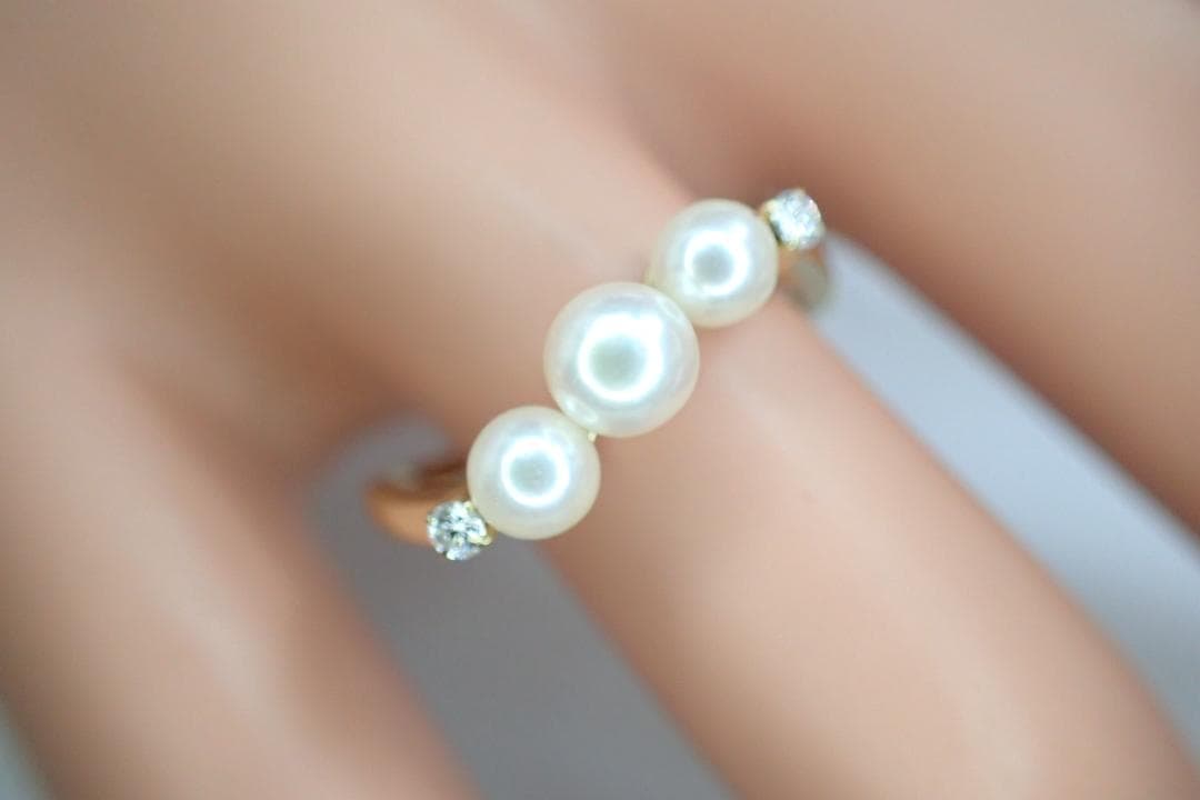 36/美品 ミキモト K18 真珠 ベビーパール約3.6-4.3 リング 指輪