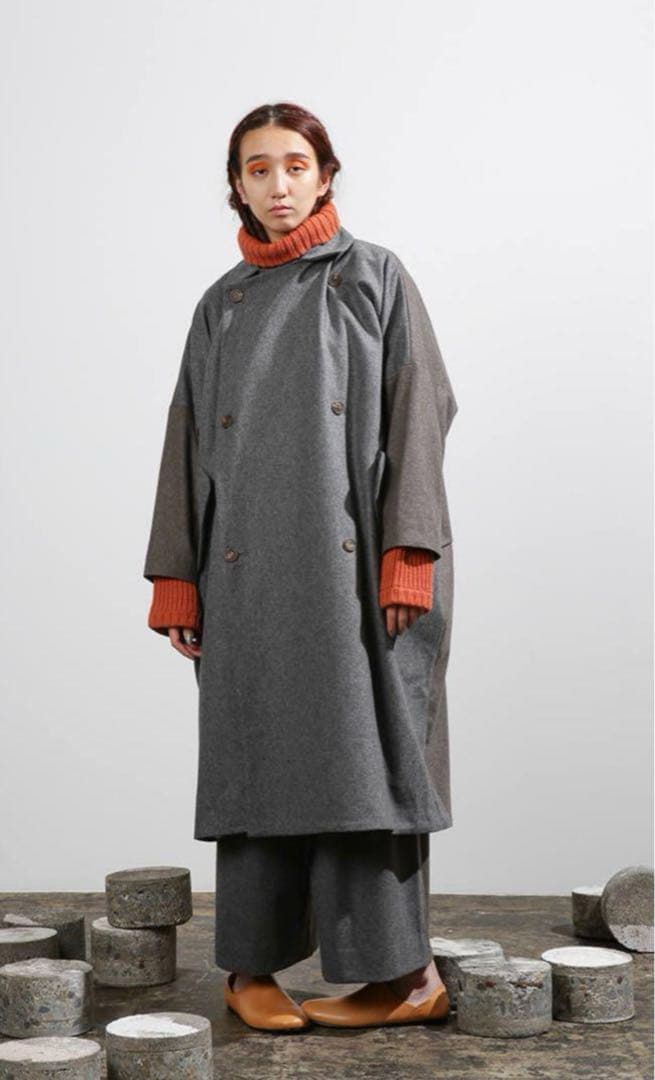 ドゥルカマラ バイカラーダブルロングコート 2018aw