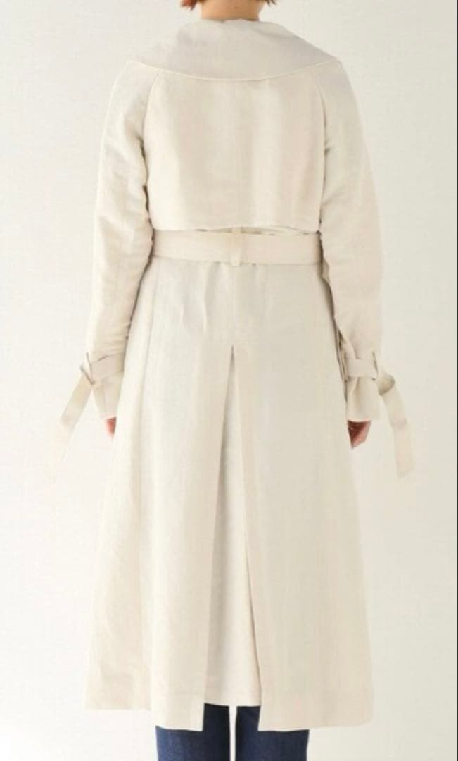 美品✨サヤカデイヴィス 定価14万 トレンチコート リネン ホワイト ベルト付き
