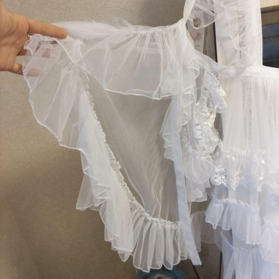 ホワイトチュールフリルフリルエプロンdroptosaintMaria