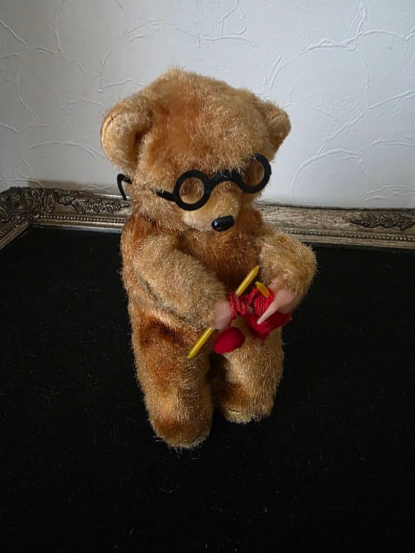 max carlアンティークベア　ゼンマイ 編み物クマ