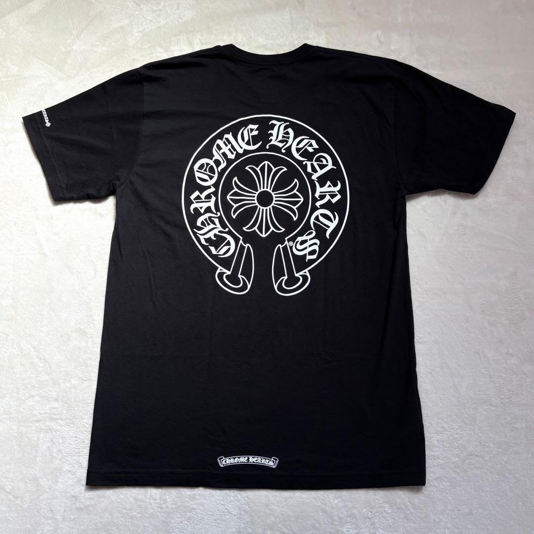 極美・Lサイズ　CHROME HEARTS ホースシューロゴ　半袖Tシャツ　黒