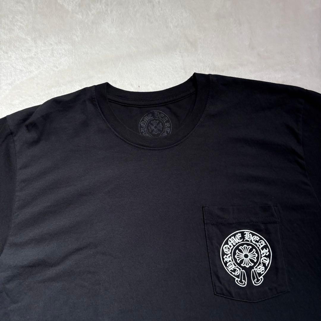 極美・Lサイズ　CHROME HEARTS ホースシューロゴ　半袖Tシャツ　黒