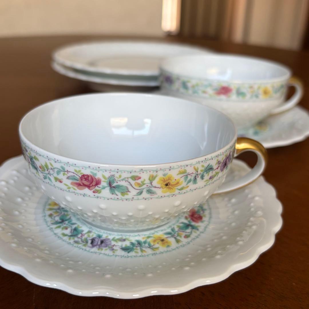 【美品】リモージュ（ジョルジュ・ボワイエ）★リビエラブルー★トリオ　ペア