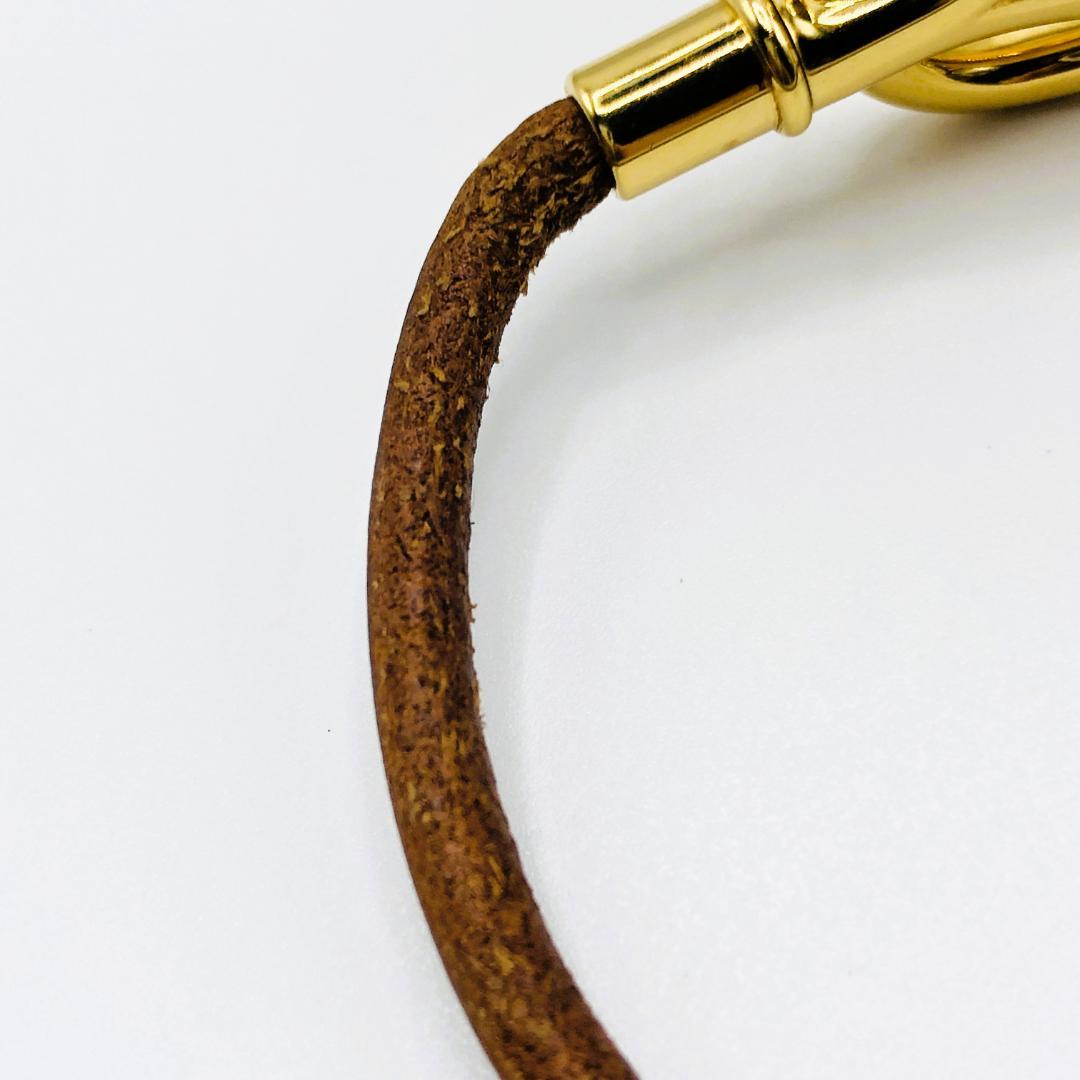 HERMES エルメス アタメ ブレスレット ゴールド ブラウン レザー
